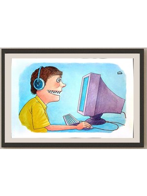 Karikatural Makhmudjon Eshonkulov 29X21CM Orijinal Karikatür BOD03830