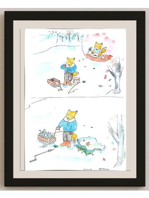 Karikatural Eiji Okamoto 29X21CM Orijinal Karikatür BOD04009