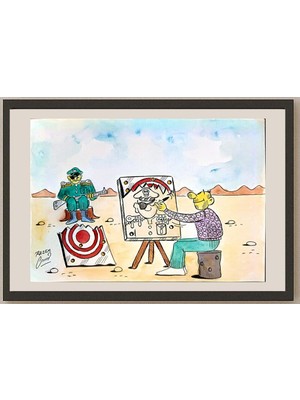 Karikatural Hosseini Kazem 29X21CM Orijinal Karikatür BOD04095