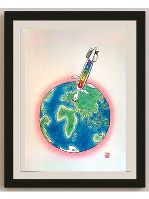 Karikatural Seigo Sakai 34X26CM Orijinal Karikatür BOD04065