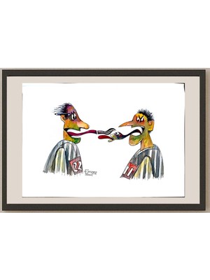 Karikatural Mohammed Effat 29X21CM Orijinal Karikatür BOD04182