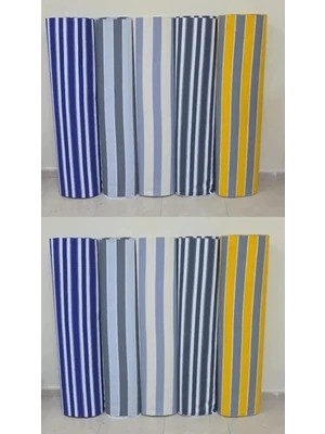 MRC Tekstil Lüks 1.sınıf Su Geçirmez Mavi Beyaz Balkon Perdesi Üst Kornişli Yan ve Alt Bağcıklı