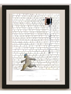 Karikatural Masoud Ziaei Zardkhashosei 29X21CM Orijinal Karikatür BOD05157