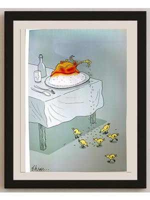 Karikatural Ehsan Ganji 29X21CM Orijinal Karikatür BOD05248