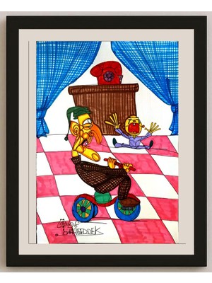 Karikatural Omay Seddek Mostafa 29X21CM Orijinal Karikatür BOD05203