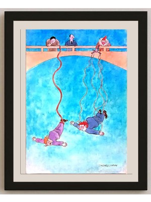 Karikatural Zheng Limin 29X21CM Orijinal Karikatür BOD04674
