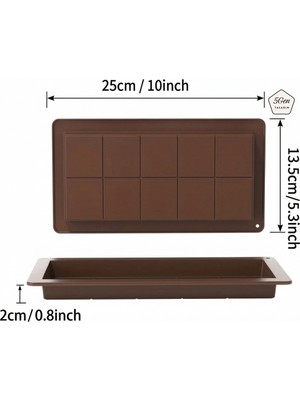 5Gen Tasarım 2'li Dubai Çikolatası Kalıbı %100 Silikon, Isıya Dayanıklı, Dikdörtgen Tablet Kalıp (25X13.5X2CM)