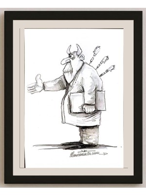 Karikatural Goran Celicanin 25X17CM Orijinal Karikatür BOD04743