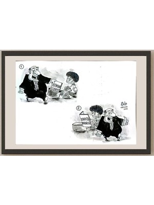 Karikatural Nguyen Huu Due 25X17CM Orijinal Karikatür BOD04826