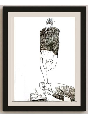 Karikatural Baniasadi Mohammad Ali 29X21CM Orijinal Karikatür BOD04737