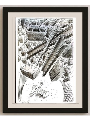 Karikatural Javad Alizadeh 29X21CM Orijinal Karikatür BOD04573