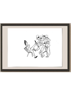 Karikatural Yosef Fayer 33X23CM Orijinal Karikatür BOD04615