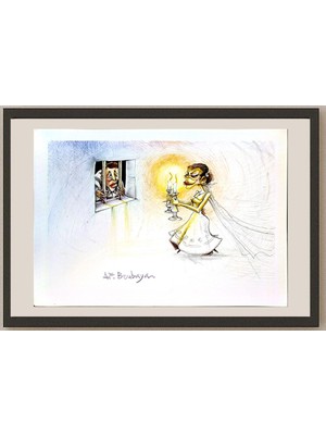 Karikatural Boubaya Ali Faiz 29X21CM Orijinal Karikatür BOD04950