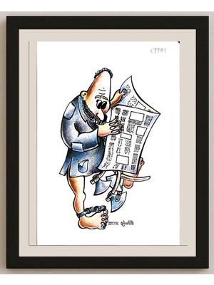 Karikatural Tarek Seliem Mikhail 29X21CM Orijinal Karikatür BOD04766