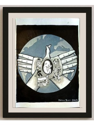 Karikatural Mario Ruben Rivas 29X21CM Orijinal Karikatür BOD04928