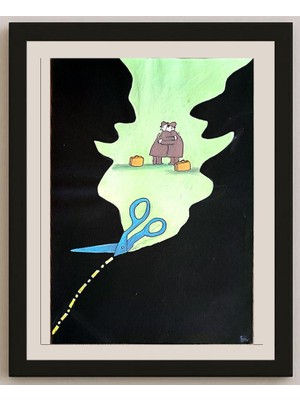 Karikatural Masoud Ziaei Zardkhashosei 29X21CM Orijinal Karikatür BOD04845