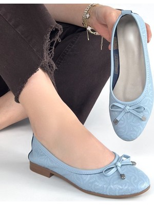 SEPET365 Jnues Mavi Deri Babet Ayakkabı