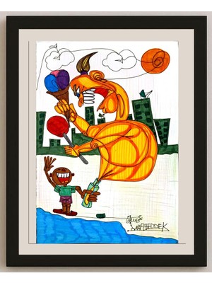 Karikatural Omay Seddek Mostafa 29X21CM Orijinal Karikatür BOD05204