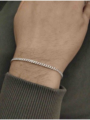 Lumiera Silver 925 Ayar Gümüş Gurmet Model Erkek Bileklik -21CM/3MM