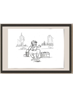 Karikatural Yosef Fayer 33X23CM Orijinal Karikatür BOD04614