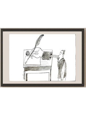 Karikatural Baniasadi Mohammad Ali 29X21CM Orijinal Karikatür BOD04667