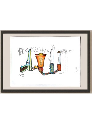 Karikatural Yasser Hussein Khamis 29X21CM Orijinal Karikatür BOD04788