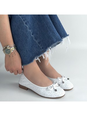 SEPET365 Jnues Beyaz Deri Babet Ayakkabı