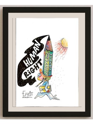 Karikatural Mohammed Effat 25X17CM Orijinal Karikatür BOD04798