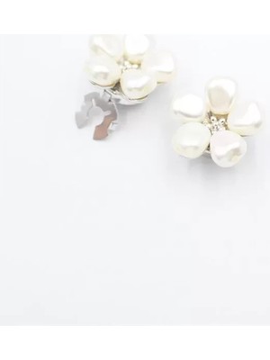 Royaleks Incili Düğme Broşu - Gümüş