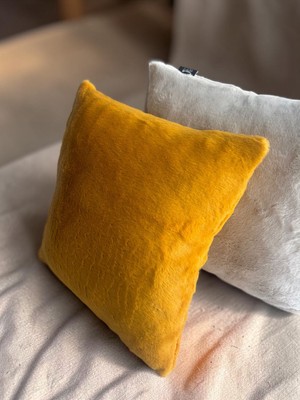 FRAMGAN Lüks Peluş Kürk Kırlent - Dolgulu Modern Yumuşak Dokulu Premium Dekoratif Salon Yastığı