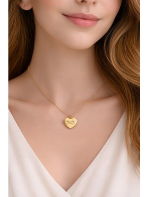 Atalya Accessory Kalp ve Sonsuzluk Zirkon Taşlı Kadın Çelik Kolye - Kararmaz