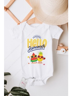 Hediyenza Hello Summer Karpuz ve Ananas Baskılı Bebek Body & Zıbın