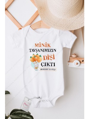 Hediyenza Minik Tavşanımızın Dişi Çıktı Baskılı Bebek Body & Zıbın