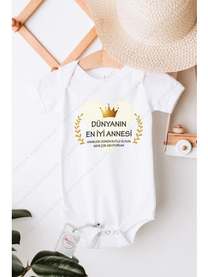 Hediyenza Anneler Günü Hediye Baskılı Bebek Zıbını 3