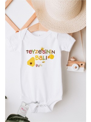 Hediyenza Teyzesinin Balı Baskılı Pamuklu Bebek Body & Zıbın