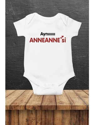Hediyenza Unisex Bebek Beyaz Aynı Anneannesi Baskılı Body Zıbın