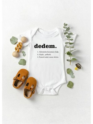 Hediyenza Dedem Baskılı Yarım Kollu %100 Pamuklu Bebek Body & Zıbın