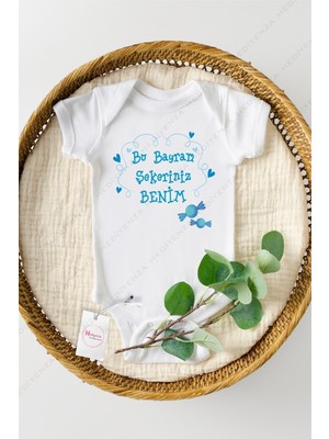 Hediyenza Bayram Şekeriniz Benim Baskılı Bebek Body & Zıbın- Mavi