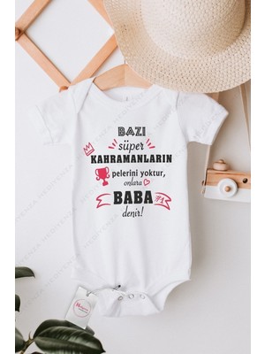 Hediyenza Süper Baba Baskılı Yarım Kollu Bebek Zıbını