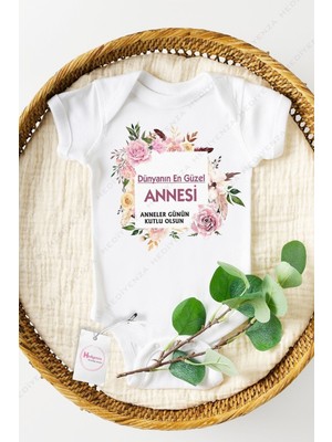 Hediyenza Bebek Beyaz Anneler Günün Kutlu Olsun Baskılı Zıbın
