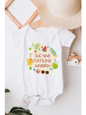 Hediyenza Ilk Yaz Tatilim Baskılı Bebek Body Zıbın