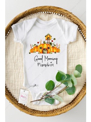 Hediyenza Sonbahar Good Morning Pumpkin Baskılı Bebek Body & Zıbın