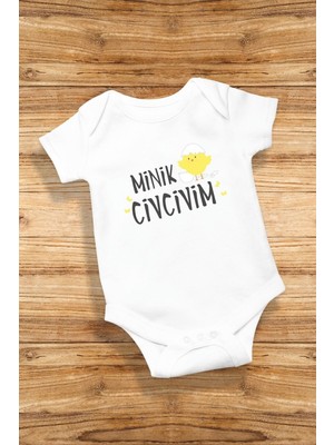Hediyenza Minik Civcivim Baskılı Yarım Kollu Bebek Zıbını