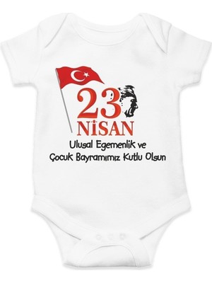 Hediyenza 23 Nisan Çocuk Bayramı Atatürk Baskılı Pamuklu Bebek Body & Zıbın