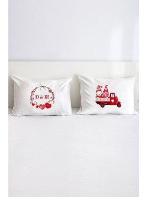 Hediyenza Love Aşk Baskılı Yazılı Çift Kişilik Dekoratif Yastık Kılıfı 50X70 cm - Beyaz