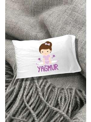 Hediyenza Lila Baskılı Yazılı Dekoratif Çocuk Yastık Kılıfı 50X70 cm 1 Adet - Tek Kişilik- Beyaz