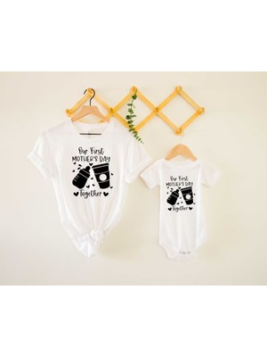 Hediyenza Ilk Anneler Günü Anne T-Shirt, Bebek Zıbın (Tekli Üründür Kombin Yapmak Içn 2 Adet Sepete Ekleyiniz)