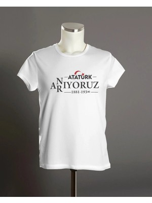 Hediyenza Anıyoruz - Arıyoruz 10 Kasım Atatürk Baskılı Unisex Yetişkin ve Çocuk Kısa Kollu T-Shirt