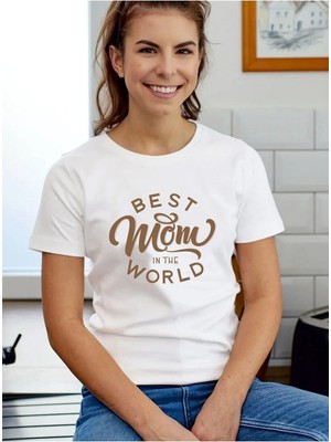 Hediyenza Anneler Günü Özel Hediye Happy Mothers Day Anne Tasarım Yetişkin Unisex Beyaz T-Shirt