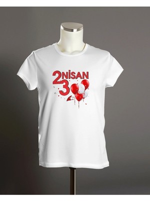 Hediyenza 23 Nisan Bayram T-Shirt , 23 Nisan Çocuk Bayramı Baskılı Unisex Çocuk Kısa Kollu T-Shirt